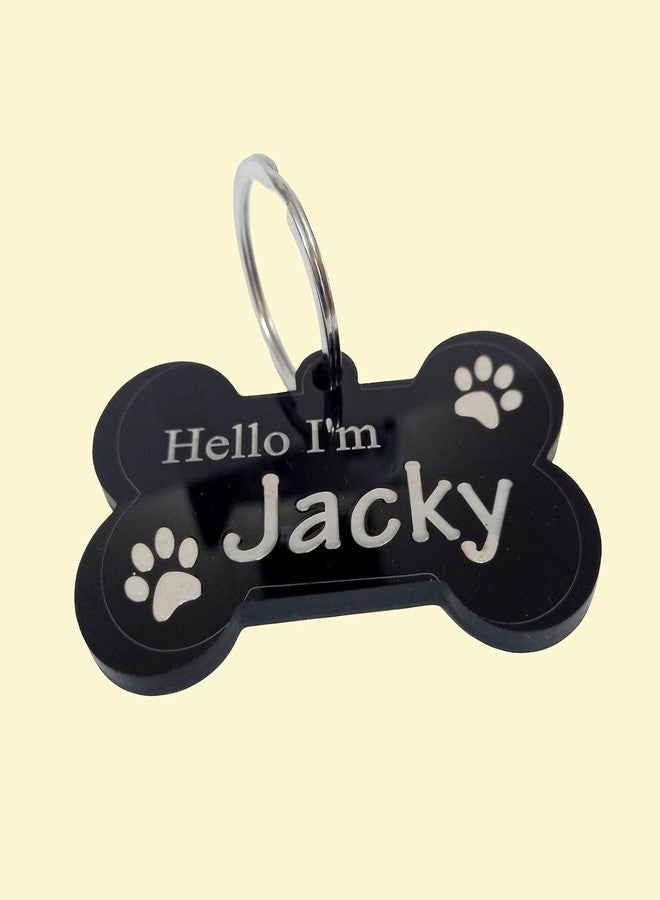 F Studio بطاقة تعريف للحيوانات الأليفة من F Studio، مصنوعة من الأكريليك المقاوم للماء على شكل عظمة، مناسبة لطوق الكلاب والقطط، خفيفة الوزن، مقاومة للصدأ، مع إمكانية نقش بطاقة التعريف (4 × 7 سم). - Image 5